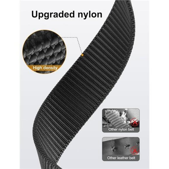 JUKMO Mens Tactical Ratchet Belt Nylon Web Adjustable Slide Buckle Black - Picture 3 of 7